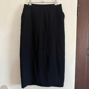 90s Vintage LAUREN RALPH LAUREN Made in USA Navy Wool Midi/Maxi Skirt 12 P